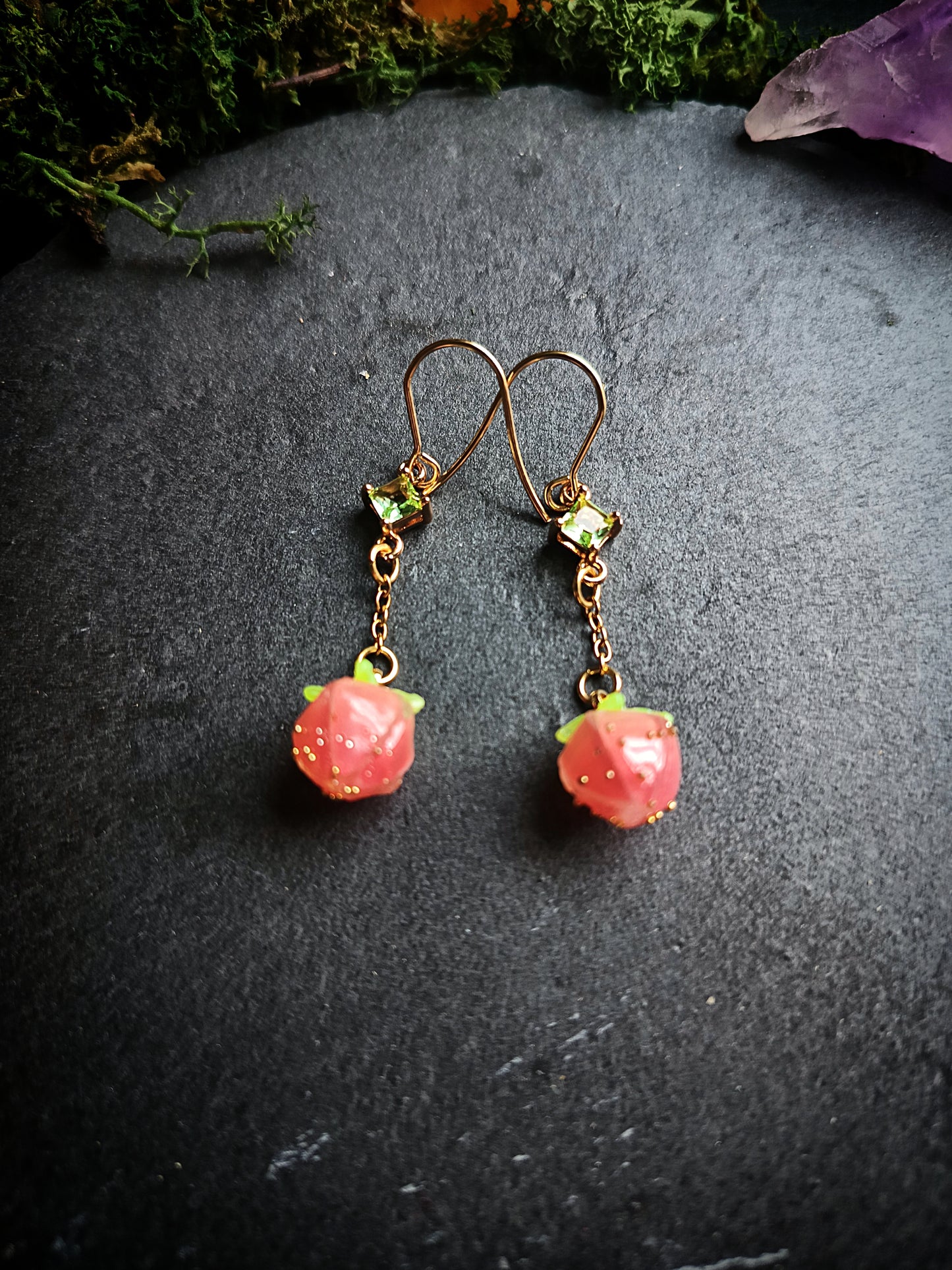 Rosebud Crystal Drop Earrings