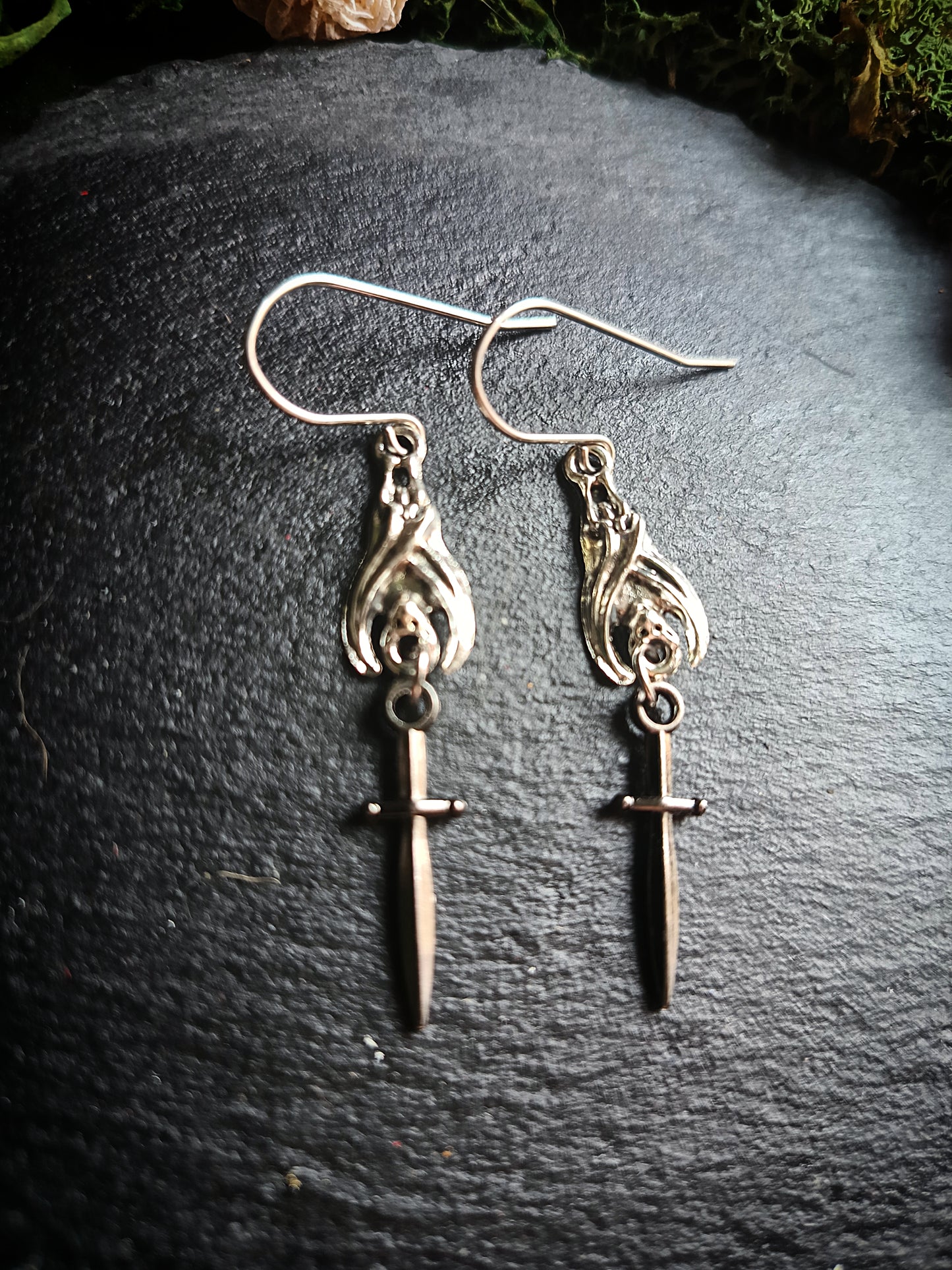 Black Bat Dagger Earrings