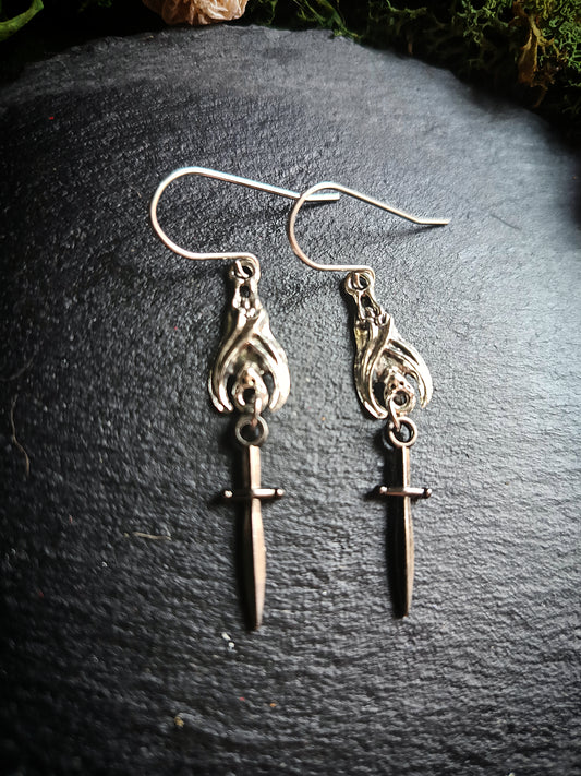 Black Bat Dagger Earrings
