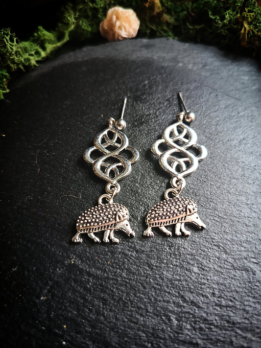 Medieval Hedgehog Knotwork Earrings