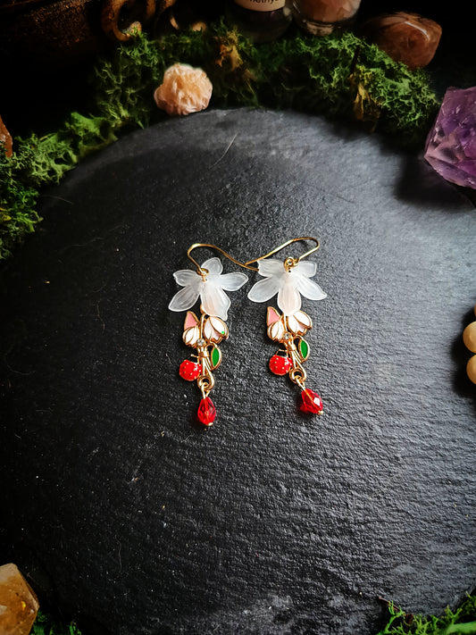 Ladybug and Snowdrops Earrings