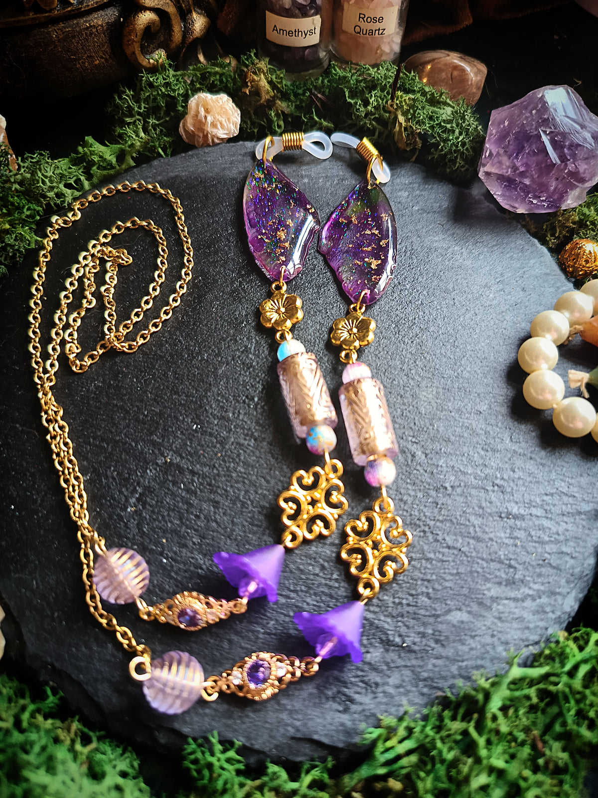 Purple Floral Wings Glasses Chains