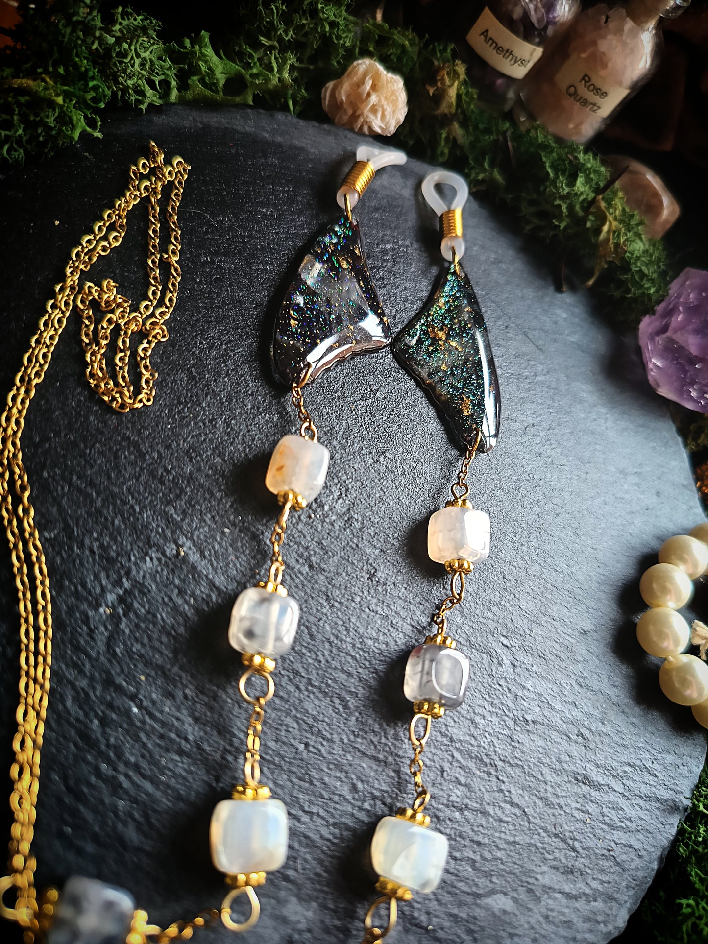 Grey Moth Wing Glasses Chains