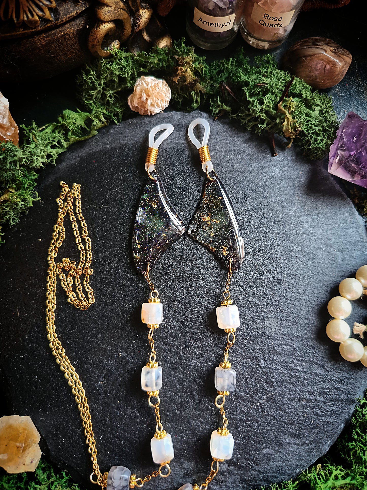 Grey Moth Wing Glasses Chains