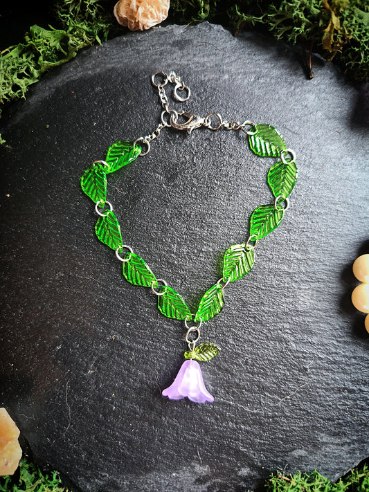 Violet Blossom Chain of Leaves Bracelet
