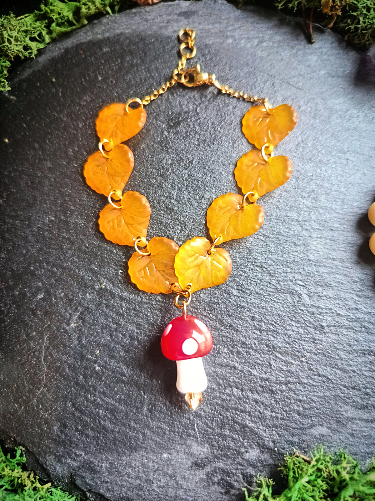 Mushroom Among the Autumn Leaves Bracelet