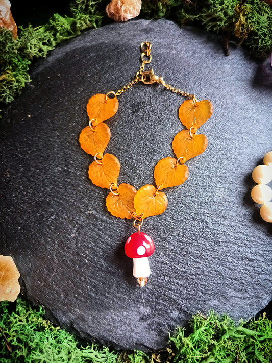 Mushroom Among the Autumn Leaves Bracelet